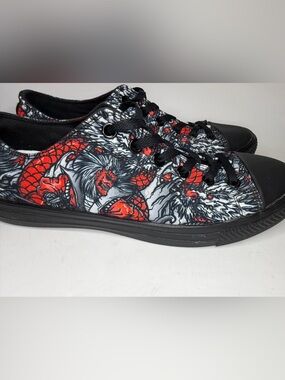 RAAD Shop Low Top Skate Shoes Japanese Dragon Mens 10 Womens 11.5 Canvas